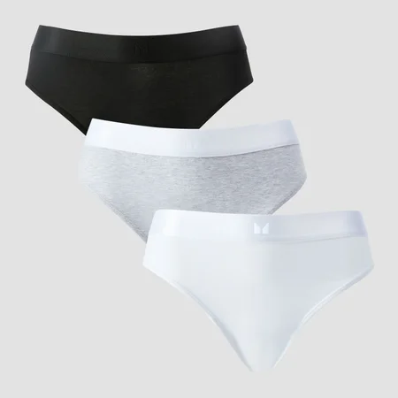 Cueca de Biquíni de Cinta Média da MP para Senhora (5 un.) - Branco/Preto/Cinzento Mesclado