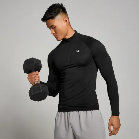 Camisola sem Costuras com Fecho 1/4 Tempo Pillar Graphic da MP para Homem - Preto