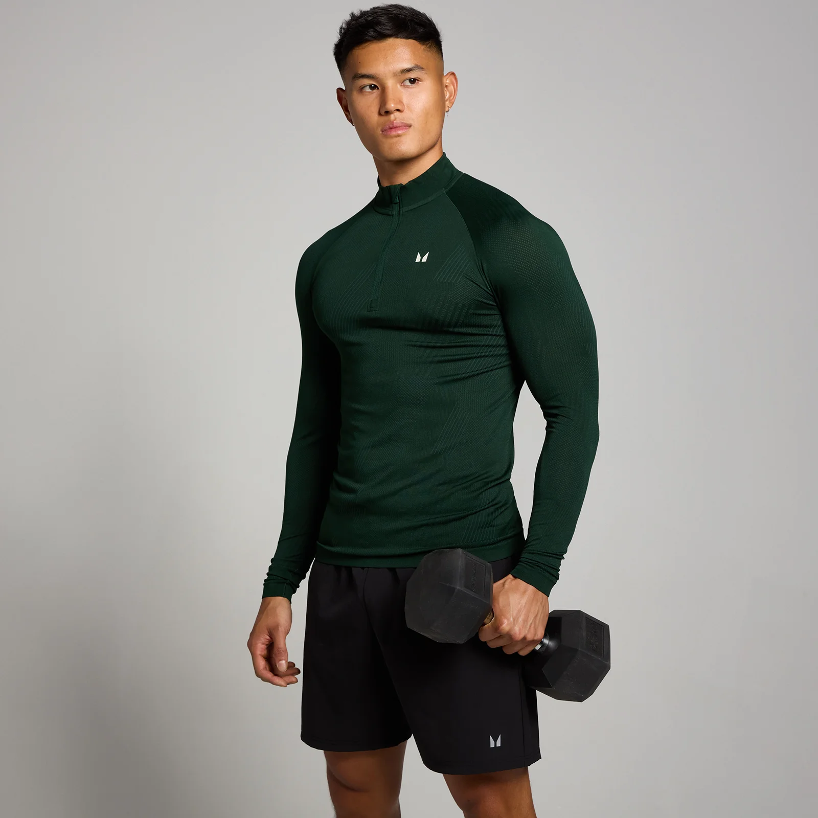 Camisola sem Costuras com Fecho 1/4 Tempo Pillar Graphic da MP para Homem - Dark Emerald - XS Imagem 1