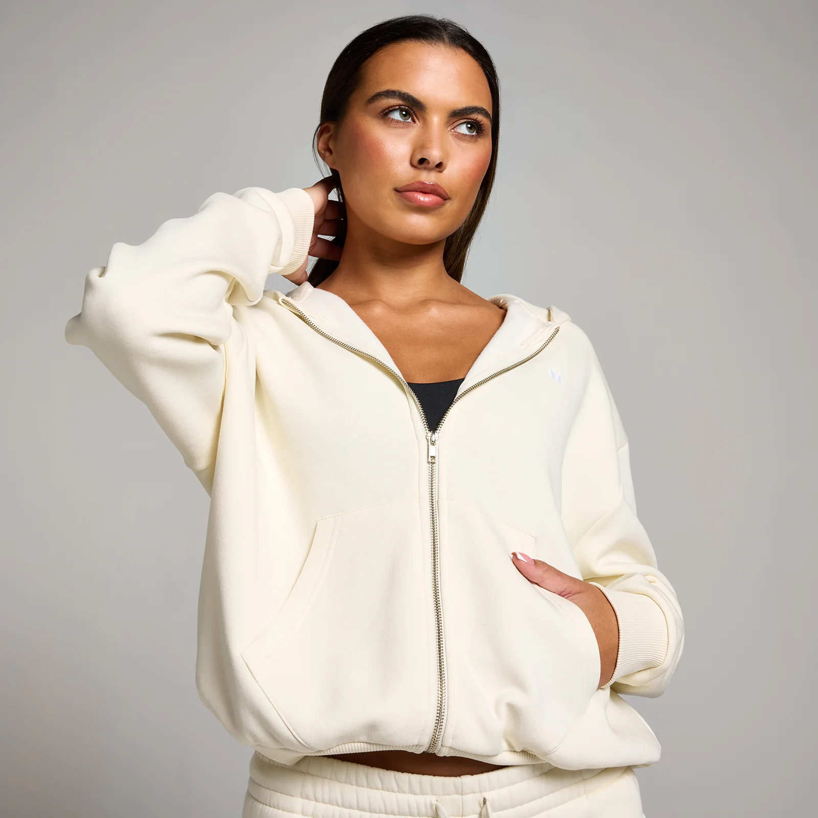 Casaco com Capuz e Fecho Basics da MP para Senhora - Soft Cream - M Imagem 1