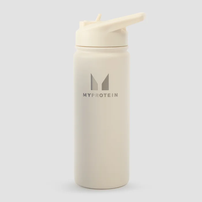 Garrafa com Palhinha Articulada em Metal Reciclado 500 ml da Myprotein - Natural Cream