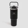 Garrafa de Metal Reciclado com Pega Superior e Palhinha Myprotein 900ml - Preto