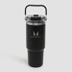 Garrafa de Metal Reciclado com Pega Superior e Palhinha Myprotein 900ml - Preto - Colour Black