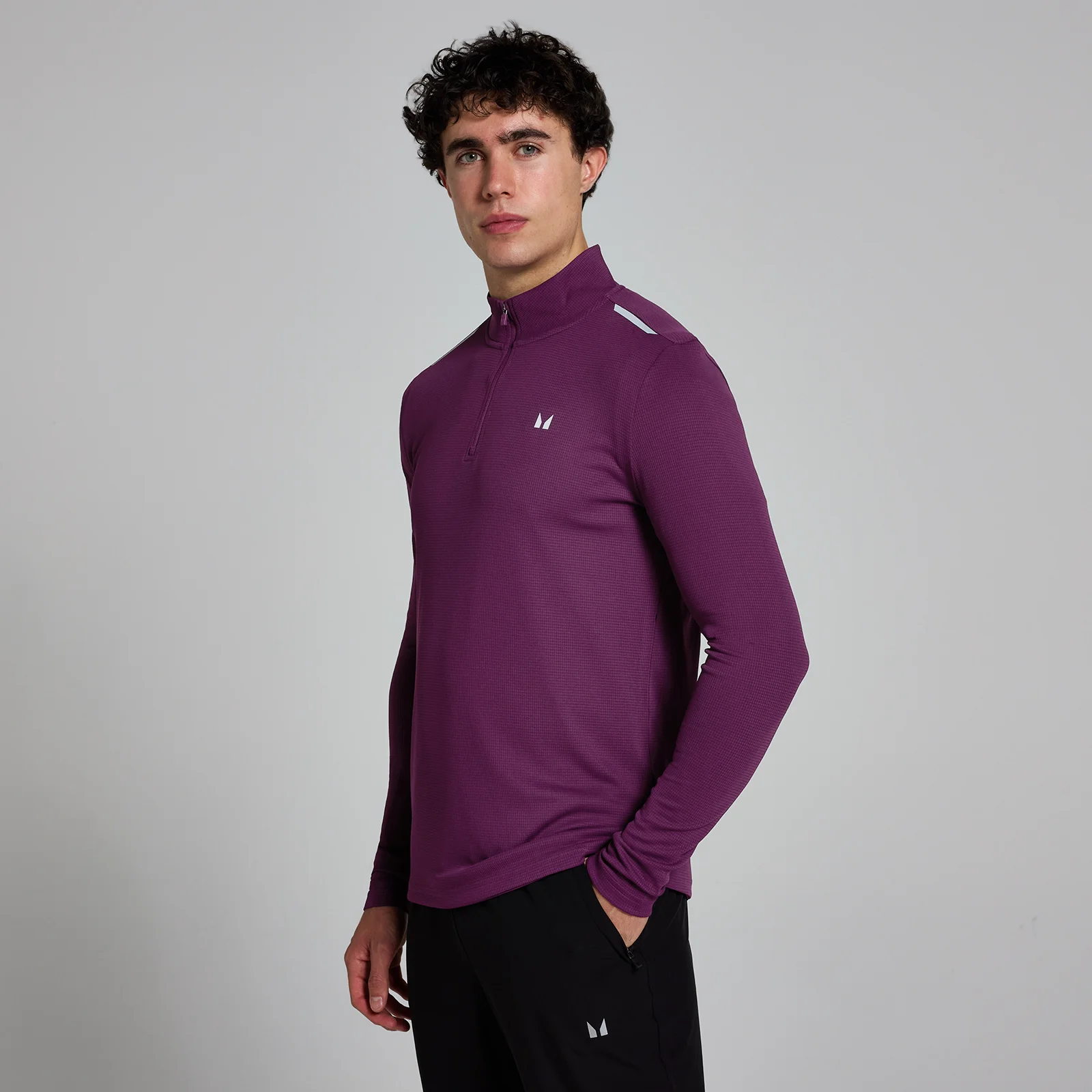 T-shirt em Grelha com Fecho 1/4 Active da MP para Homem - Plum - S Imagem 1