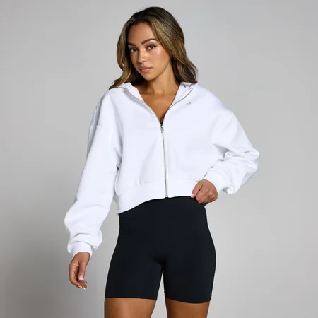 Sweat Curta com Capuz e Fecho Basics da MP para Senhora - Branco