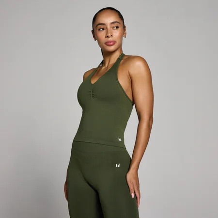 Top Tempo Feminino Sem Costuras com Gola Halter MP - Verde Floresta