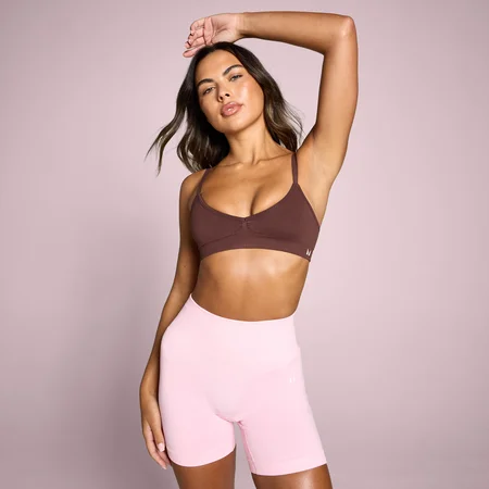 Top Desportivo Feminino Tempo Seamless com Franzido Frontal MP - Caramelo