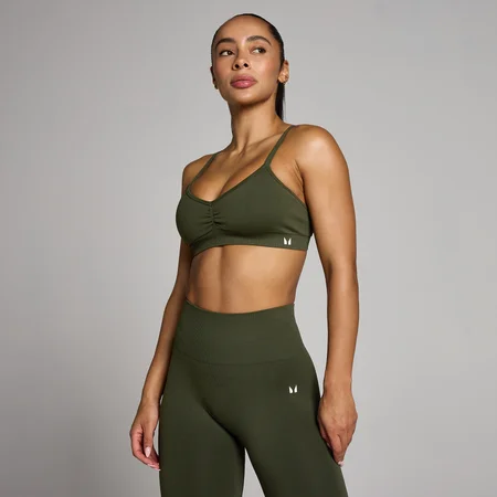 Sutiã Desportivo Franzido à Frente Sem Costuras Tempo Feminino MP - Verde Floresta
