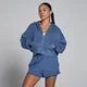 Sweatshirt com Capuz Leve Loopback com Fecho MP para Mulher - Azul Ardósia