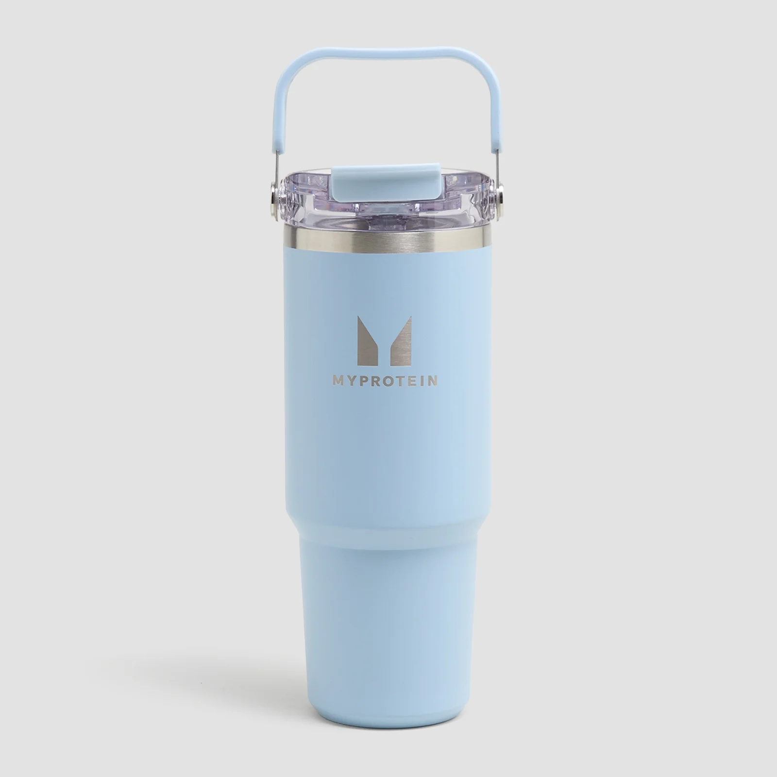 Garrafa de Metal Reciclado Myprotein com Pega Superior e Palha 900 ml - Azul Bebé Imagem 1