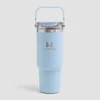 Garrafa de Metal Reciclado Myprotein com Pega Superior e Palha 900 ml - Azul Bebé