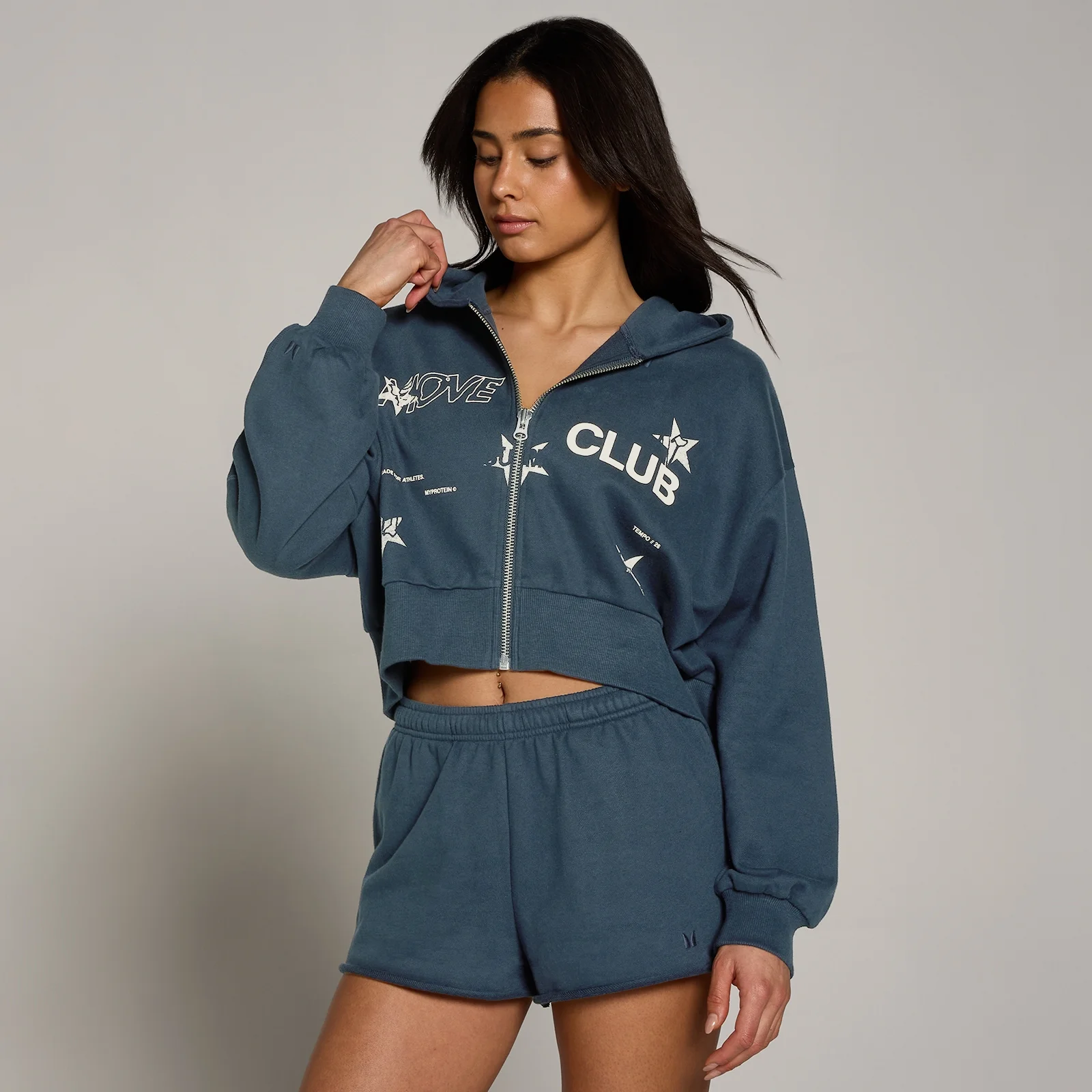 Sweatshirt Feminina com Capuz e Fecho Move Club Graphic Lightweight Loopback MP - Azul Desbotado - XL Imagem 1