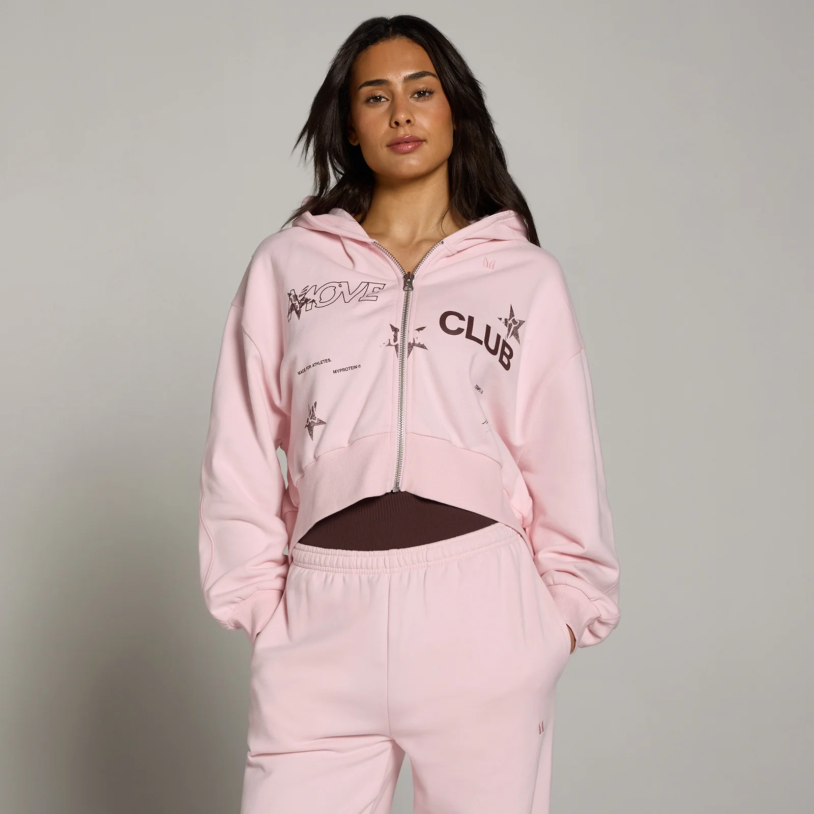 Sweatshirt com Capuz e Fecho Feminina MP Move Club Graphic Lightweight Loopback - Rosa - L Imagem 1