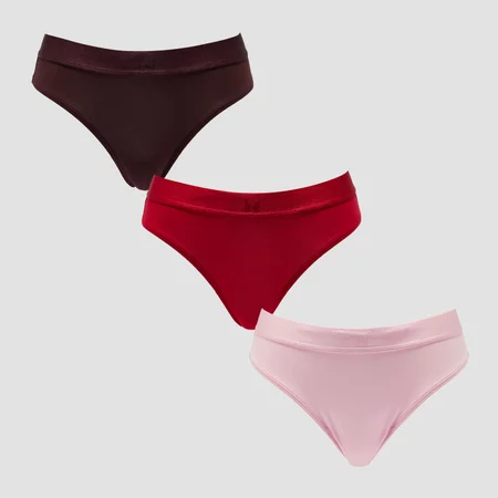 Cuecas Bikini MP Femininas Mid Rise (Pack de 3) - Blush/Vermelho Rosa/Fudge