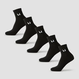 Meias de Tornozelo Unissex MP (Pack de 5) - Preto - Size UK 9-11