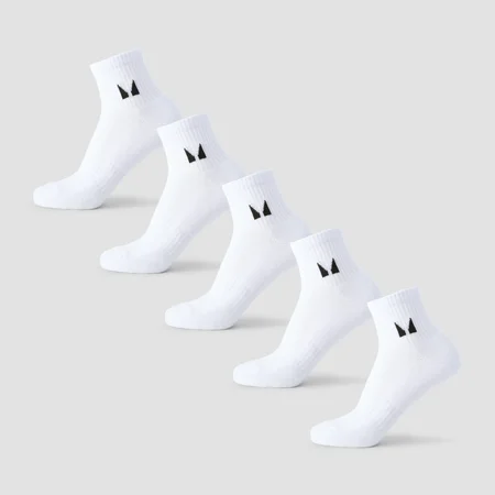 Meias MP Unissex até ao Tornozelo (Pack de 5) - Branco