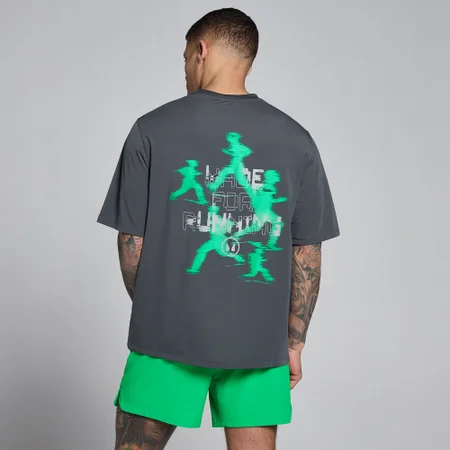 T-Shirt Velocity Gráfica em Algodão Modal Masculina MP - Cinzento Escuro / Verde