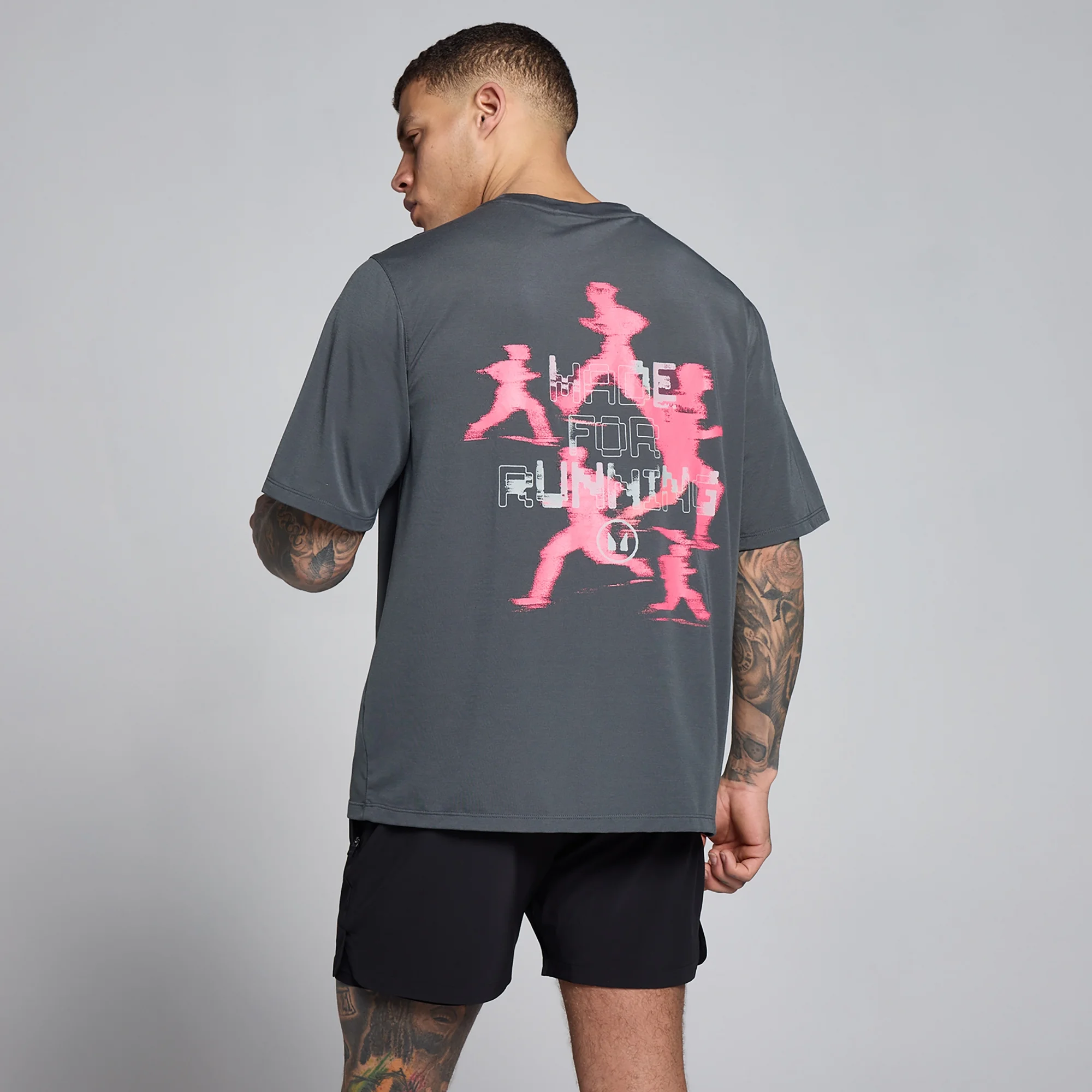 T-Shirt Velocity Gráfica em Algodão Modal Masculina MP - Cinzento Escuro / Rosa - XS Imagem 1