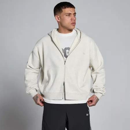 Camisola com Capuz MP Lift Loopback Oversize com Fecho de 2 Vias Masculina - Cinzento Mesclado Cremoso