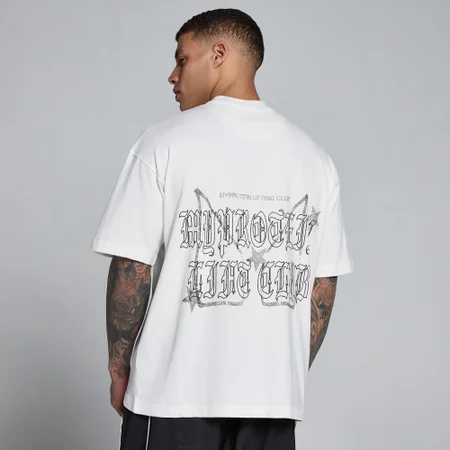 T-shirt de Algodão de Ajuste Largo com Grafismo Lift MP para Homem - Branco Vintage