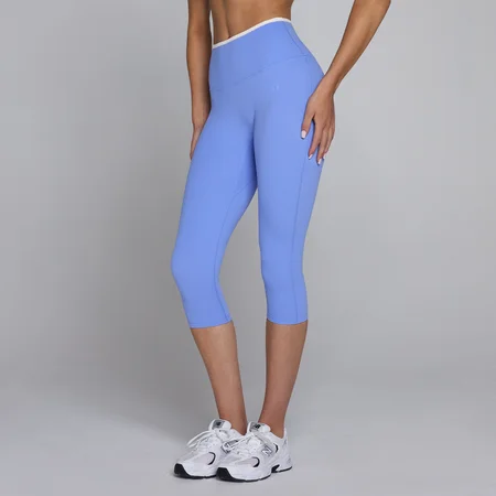 Leggings Capri Tempo Contrast Femininas MP - Azul Cornflower