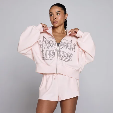 Sweatshirt com Capuz e Fecho Lift Graphic Lifestyle Feminina MP - Rosa Bebé