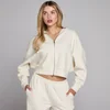 Sweatshirt Feminina com Capuz e Fecho MP Waffle - Marfim