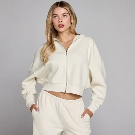 Sweatshirt Feminina com Capuz e Fecho MP Waffle - Marfim