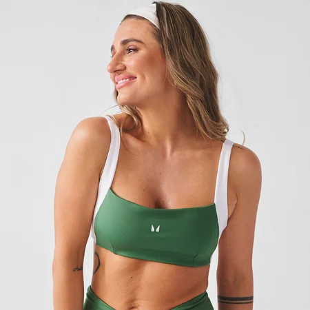Sutiã Desportivo Contrastante com Costas Torcidas Feminino MP X Tatiana - Verde Palmeira