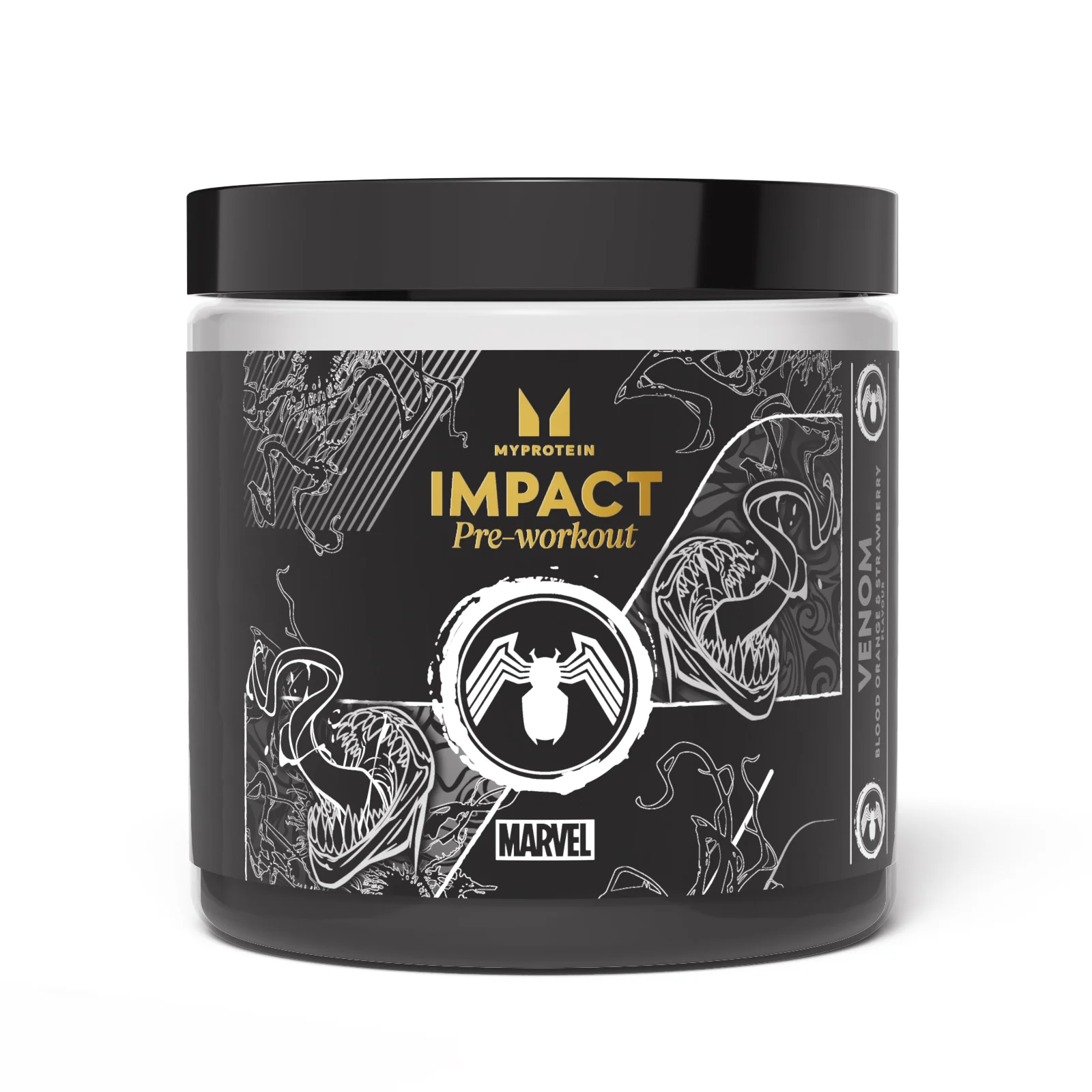 Pré-Treino Impact - Venom - Laranja Sanguínea e Morango - 440g - 40servings - Marvel Venom - Blood Orange and Strawberry Imagem 1