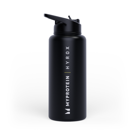 Garrafa de Metal Reciclado Myprotein Hyrox com Palhinha Flip 1L - Preto