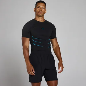 T-shirt Lift Muscle Fit Sem Costuras - Preto Desbotado/Azul Intenso - Size M