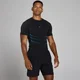 T-shirt Lift Muscle Fit Sem Costuras - Preto Desbotado/Azul Intenso
