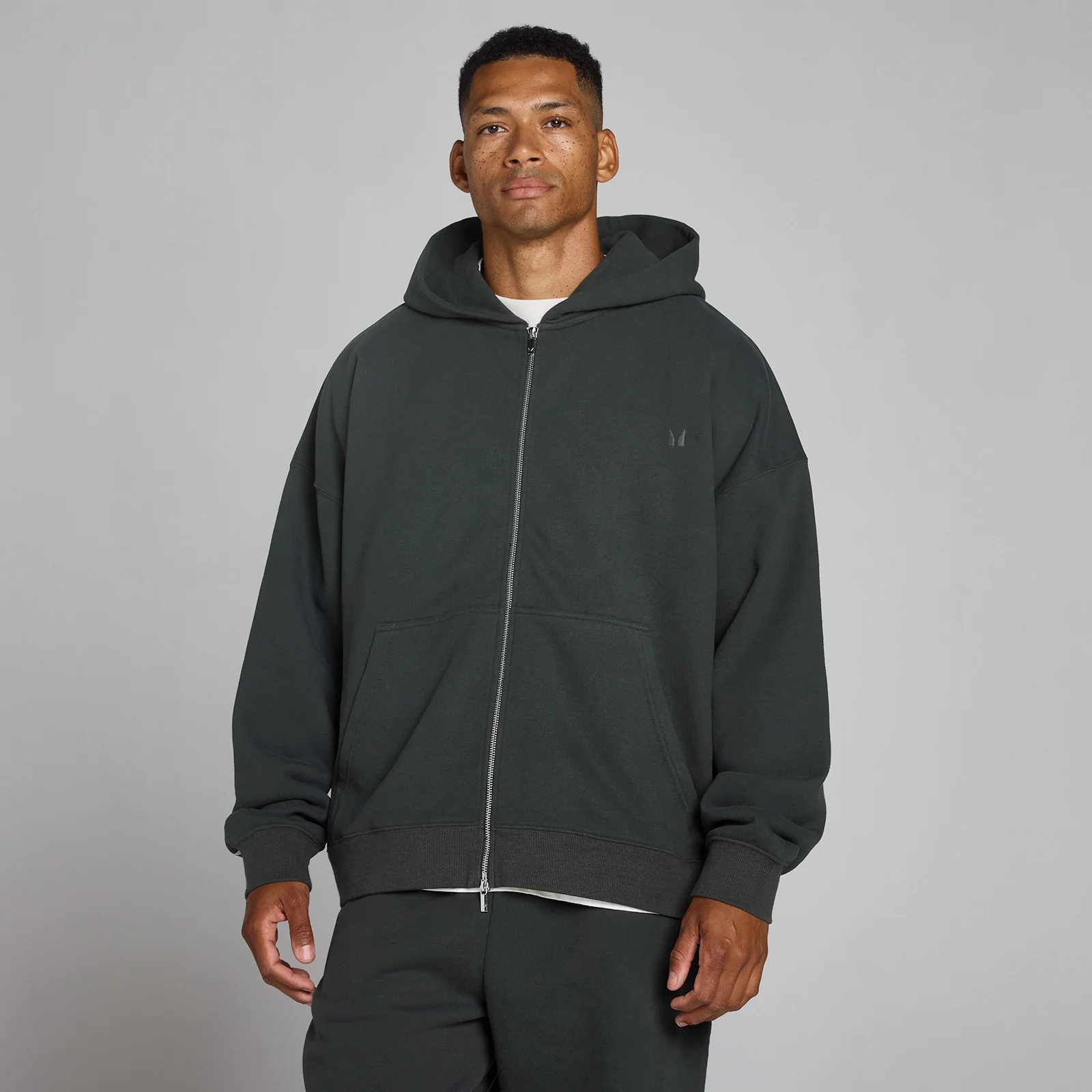 Camisola MP Oversize Loopback com Fecho Duplo e Capuz Homem - Preto Desbotado - M Imagem 1