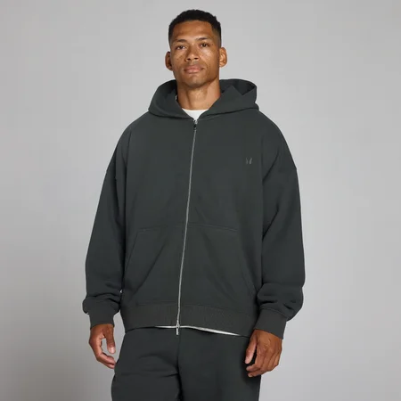 Camisola MP Oversize Loopback com Fecho Duplo e Capuz Homem - Preto Desbotado