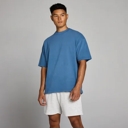 T-shirt Lavada Oversized em Algodão MP Homem - Azul Track