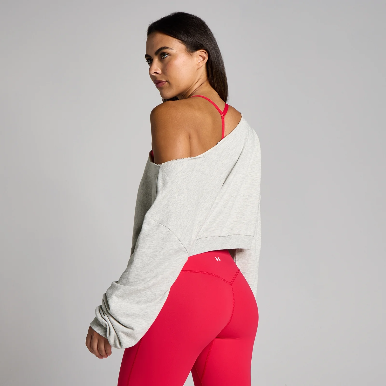 MP Feminina Off The Shoulder Sweatshirt - Cinzento mesclado - S Imagem 2