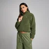 Fleece Borg MP Mulher com Fecho 1/4 Curto - Verde-azeitona Desbotado