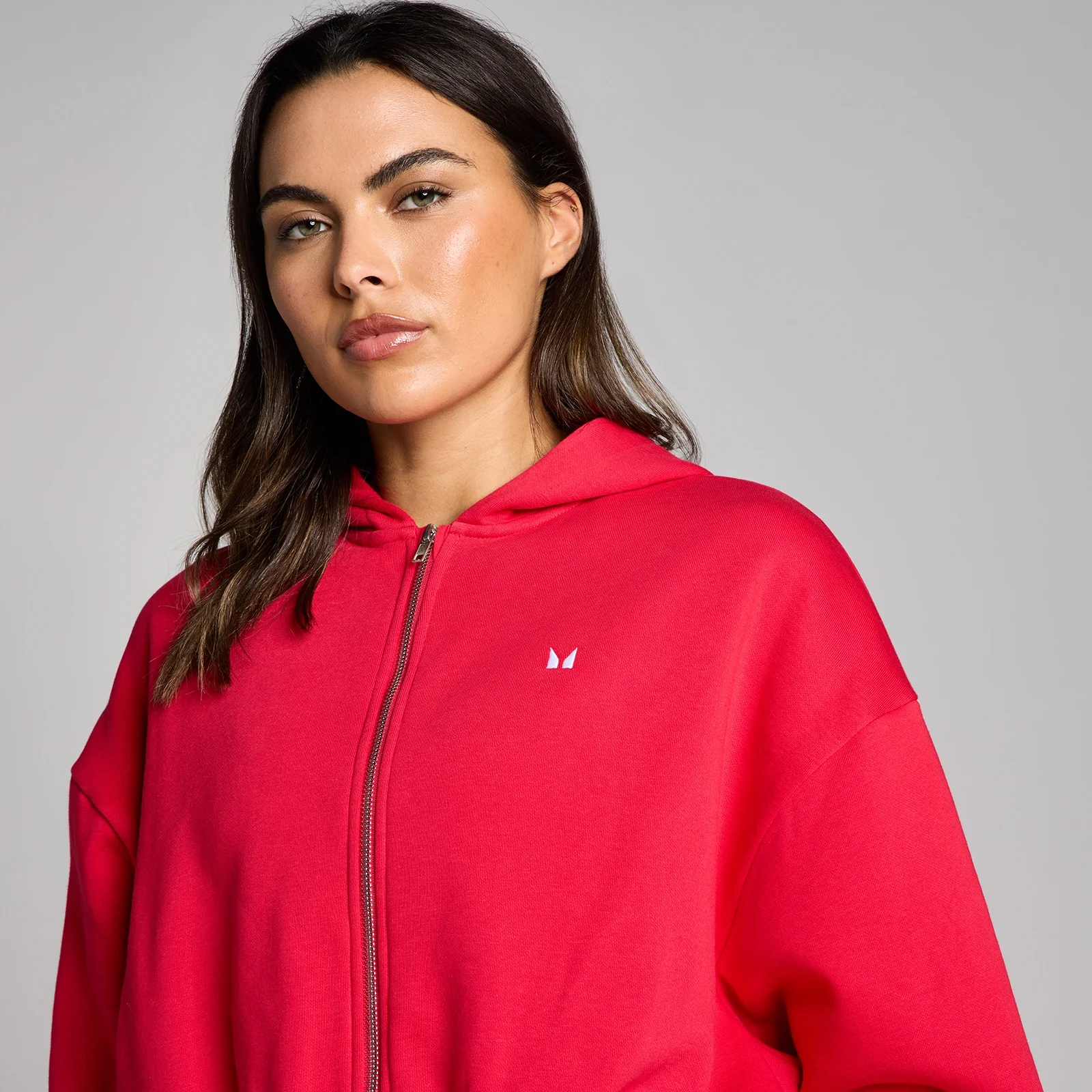 MP Mulher Basic Zip Through Cropped Camisola com Capuz - Chilli - XS Imagem 4