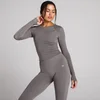 Top de Manga Comprida Transparente com Franzido Tempo MP Mulher - Trufa Escura