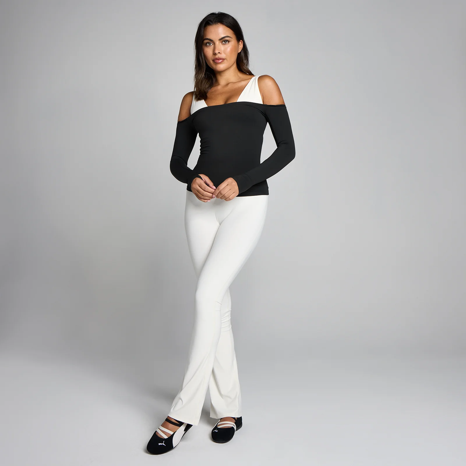 MP Mulher Tempo Off The Shoulder LS Top - Preto - S Imagem 3