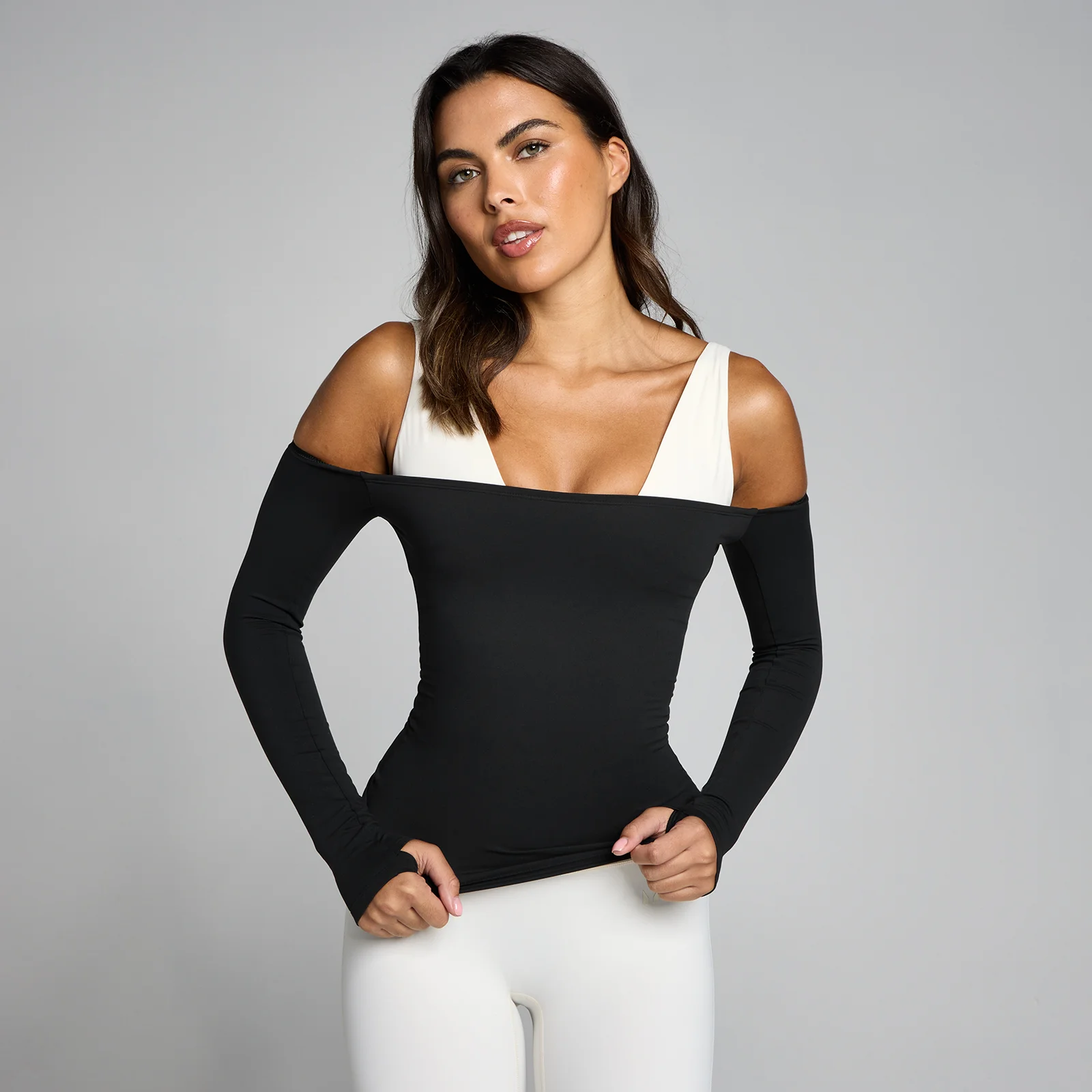 MP Mulher Tempo Off The Shoulder LS Top - Preto - S Imagem 1