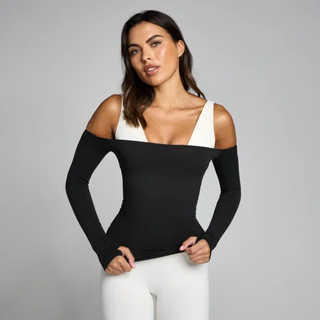 MP Mulher Tempo Off The Shoulder LS Top - Preto