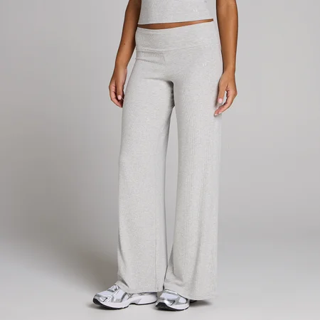 Leggings de Perna Larga Caneladas MP para Mulher - Cinzento Mesclado