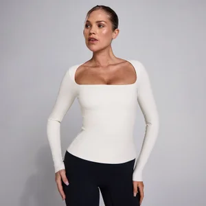Top de Manga Comprida SculptForm com Decote Quadrado MP para Mulher - Pérola - Size L