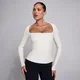 Top de Manga Comprida SculptForm com Decote Quadrado MP para Mulher - Pérola