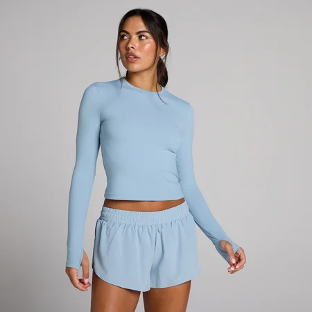 Top de Manga Comprida MP Tempo Feminino com Aberturas para Polegar - Azul Denim