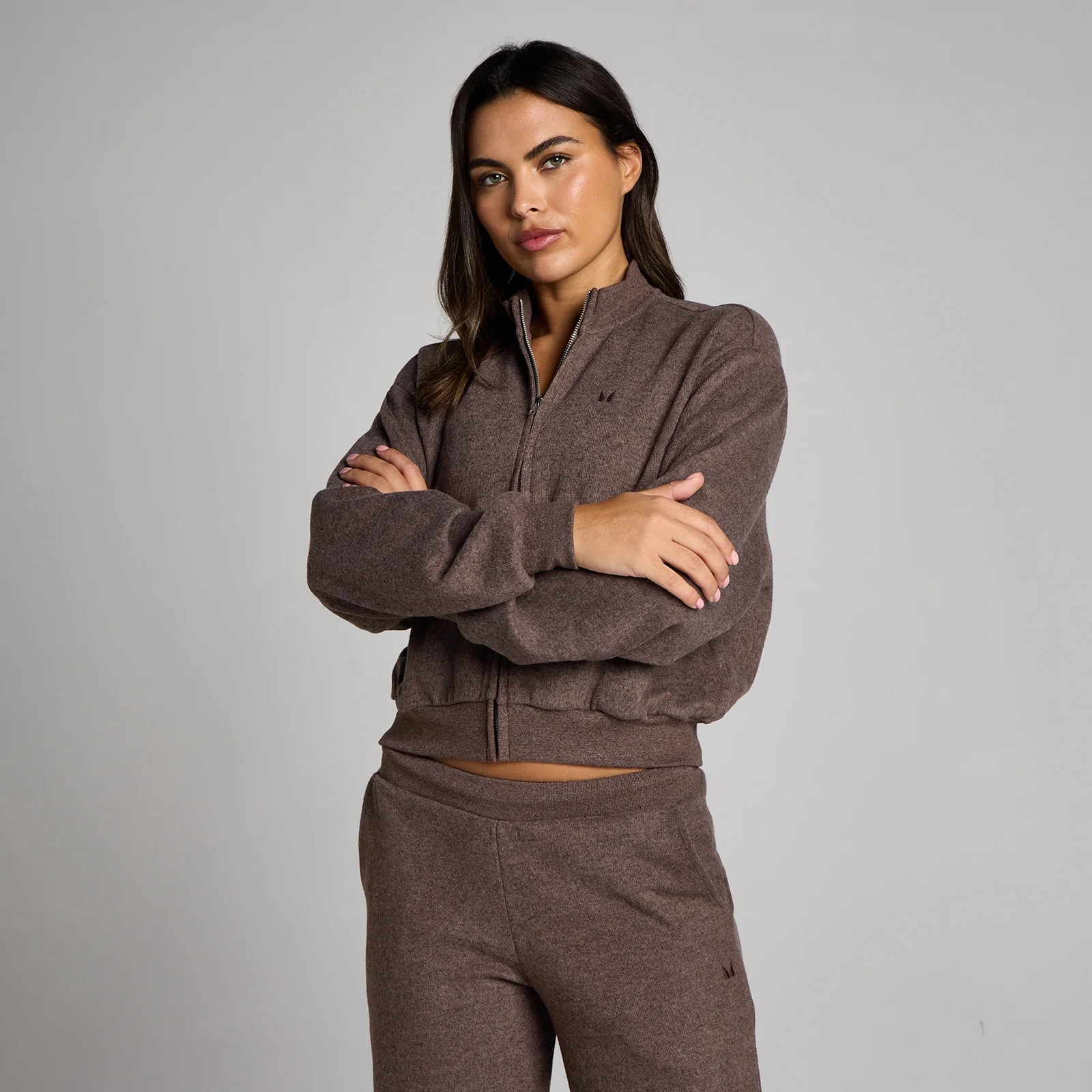 Blusão Bomber MP Soft Touch Feminino com Fecho - Cacau Mesclado - XS Imagem 1