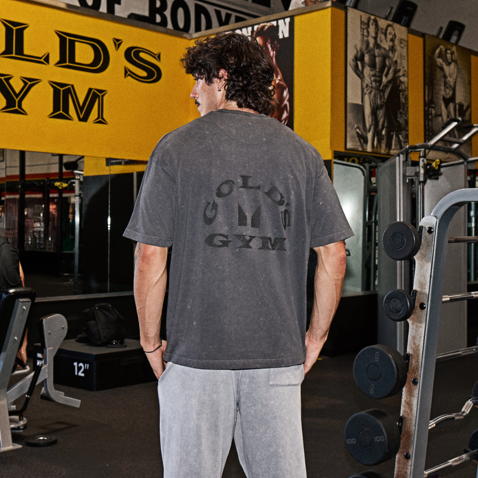 MP X Gold's Homem Washed Graphic Oversized T-shirt - Washed Coal - XS Imagem 1