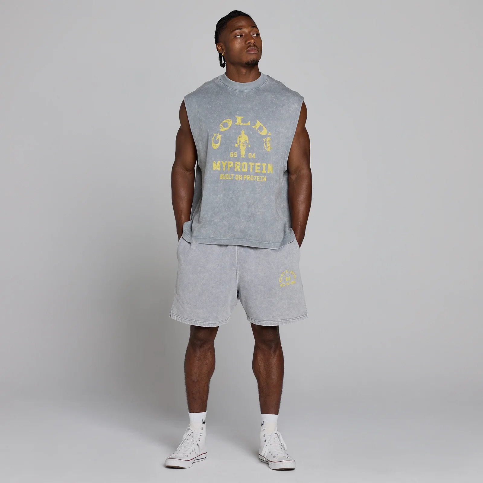 MP X Gold's Homem Washed Graphic Oversized Sweat Calções - Steel Blue - XS Imagem 5